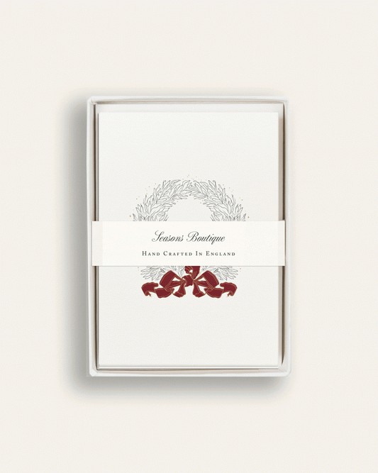 Festive Wreath with Red Ribbon Boxed Card Set image 1