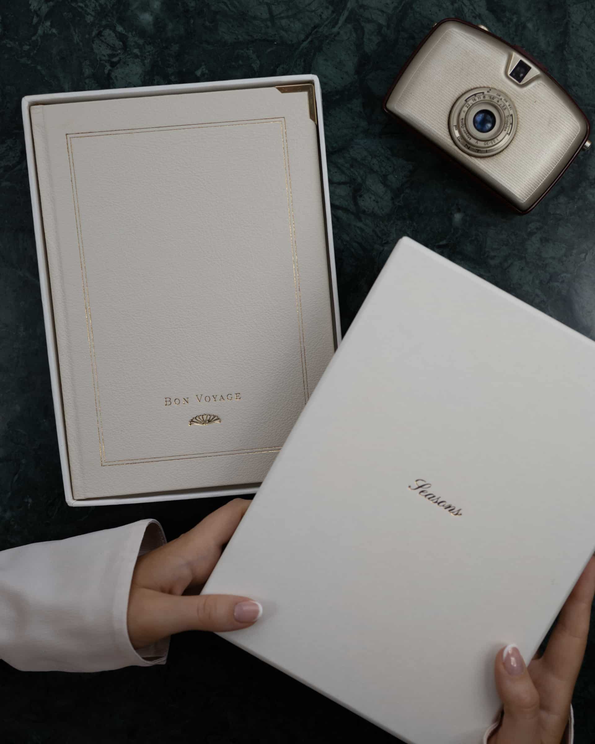 Old English White Bon Voyage Leather Travel Journal image 2