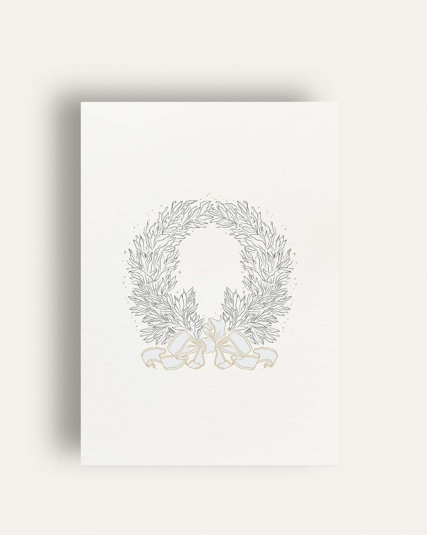 Festive Wreath with Blue Ribbon Card image 0