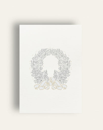 Festive Wreath with Blue Ribbon Card image 0