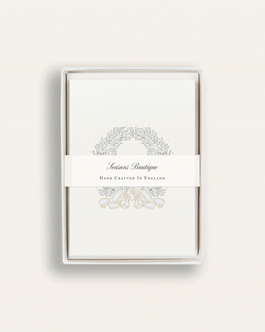 Festive Wreath with Blue Ribbon Boxed Card Set image 0