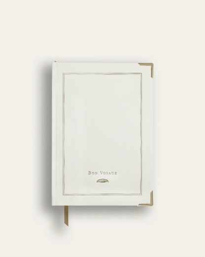 Old English White Bon Voyage Leather Travel Journal image 1