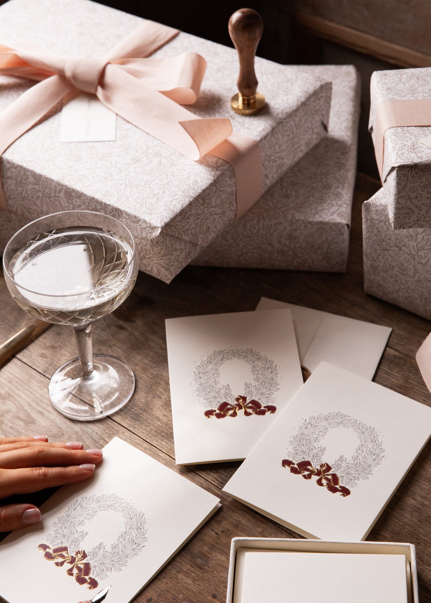 Festive Wreath with Red Ribbon Boxed Card Set image 3