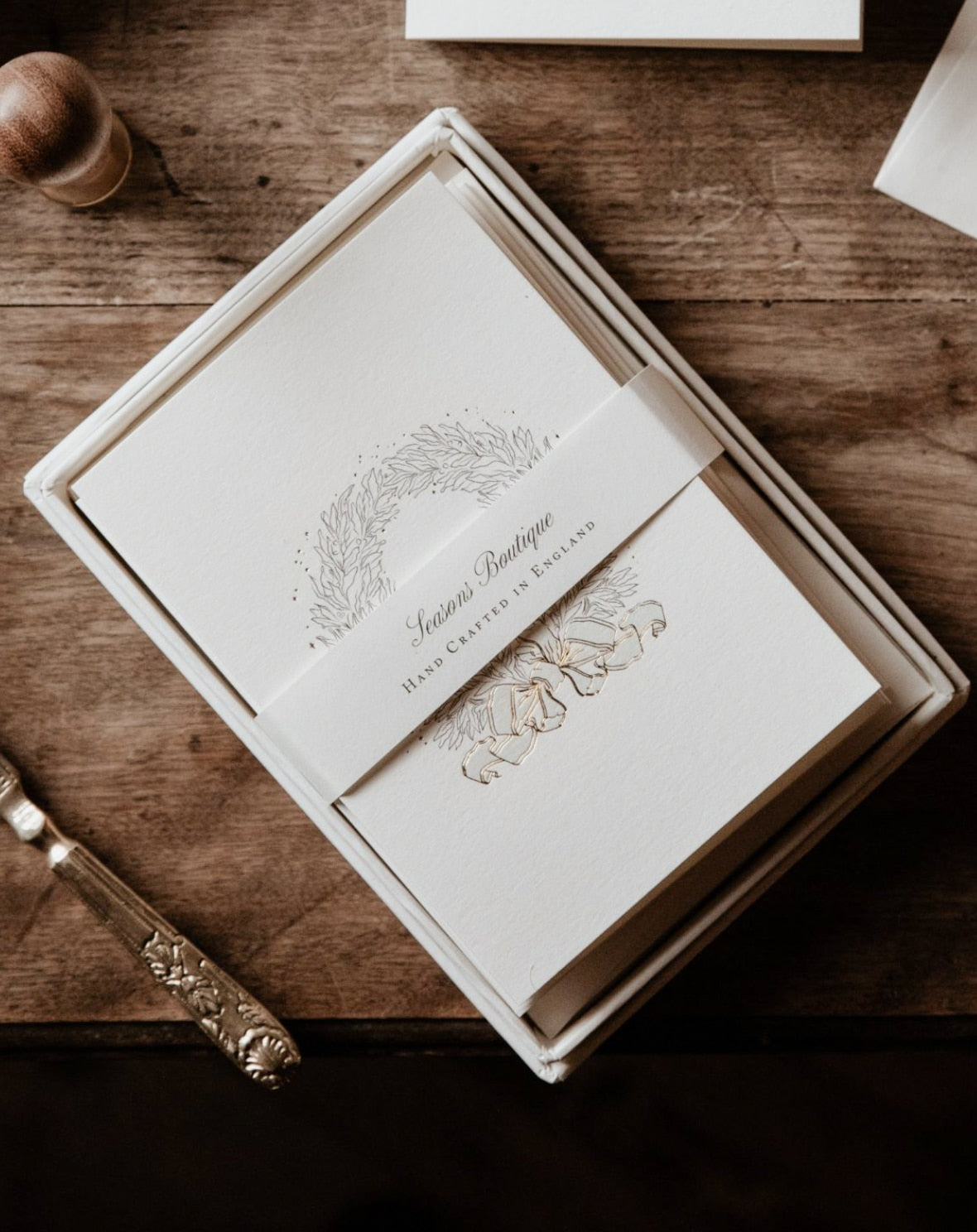 Festive Wreath with Blue Ribbon Boxed Card Set image 2