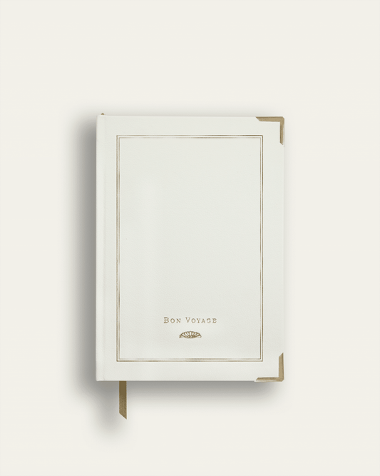 Old English White Bon Voyage Leather Travel Journal image 0