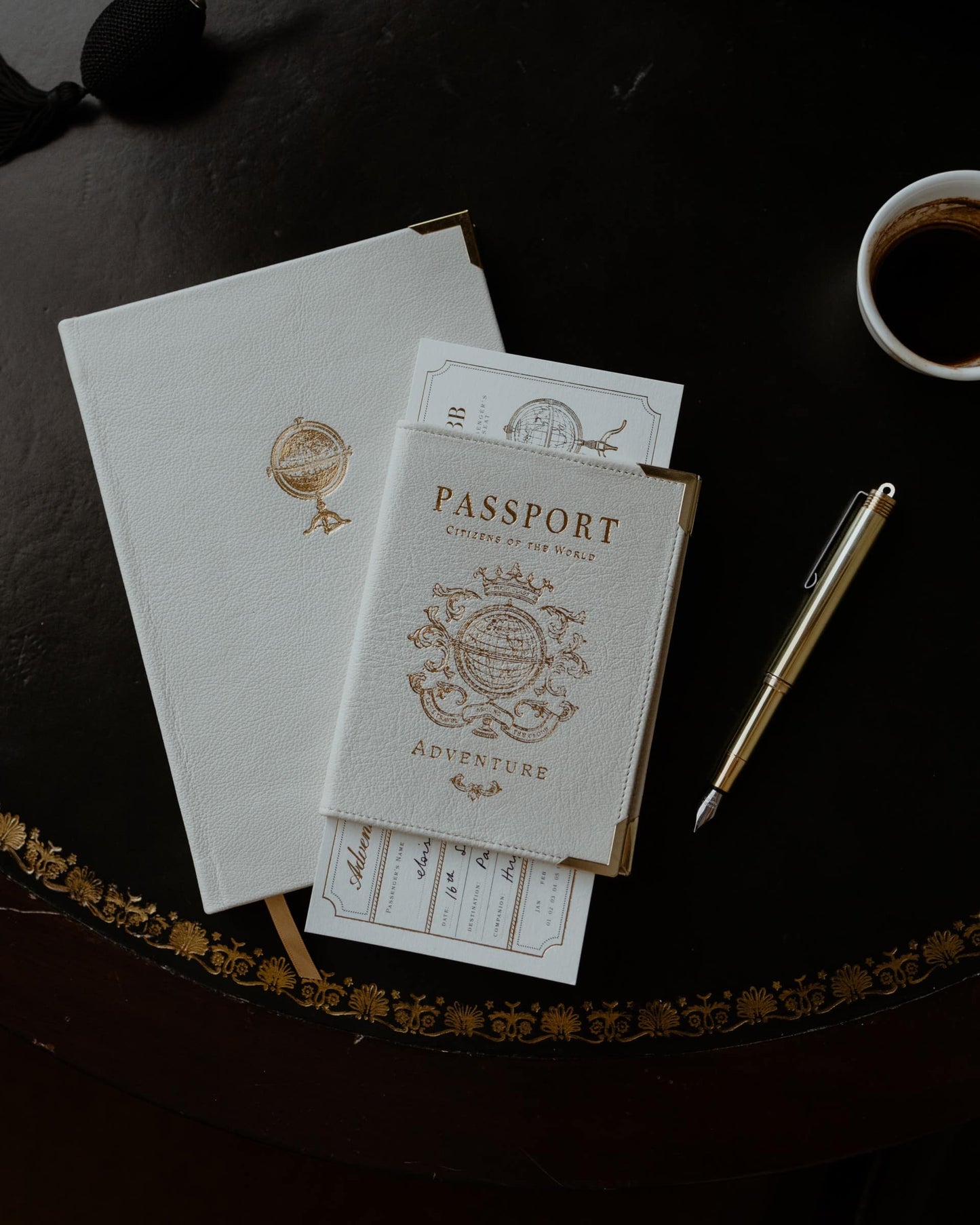 Old English White Globe Leather Travel Journal image 2