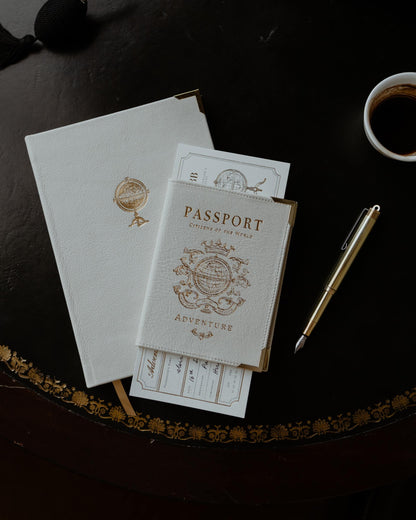 Old English White Globe Leather Travel Journal image 2